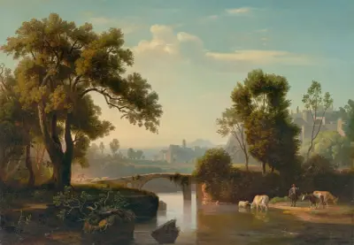 Italienskt landskap med herdar av Johann Wilhelm Schirmer