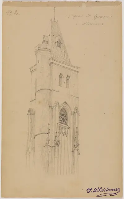 Kyrkan Saint-Germain i Amiens, blad 2 av Johann Wilhelm Schirmer
