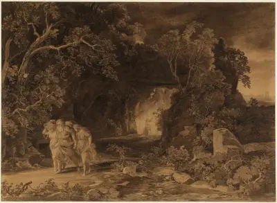 Lots flykt (1 Mosebok 19:24–26) av Johann Wilhelm Schirmer