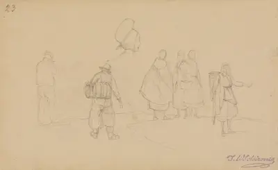 Män och kvinnor (Scheveningen), fol. 23 av Johann Wilhelm Schirmer