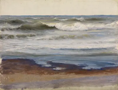 Havsbränning vid Normandies kust av Johann Wilhelm Schirmer