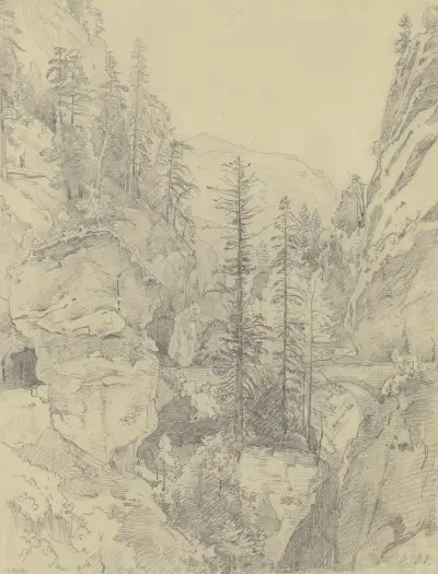 Section at the Via Mala av Johann Wilhelm Schirmer