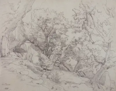 Waldstück bei Vaison-la-Romaine av Johann Wilhelm Schirmer