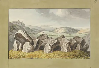 A Prehistoric Stone Circle on a Mound, an Extensive Landscape Beyond – nr 1 av Johann Heinrich Wilhelm Tischbein