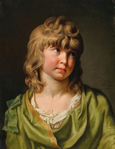 Portrait of a boy with blond curls av Johann Heinrich Wilhelm Tischbein