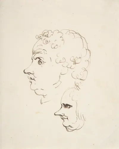 Two Caricature Heads of Men av Johann Heinrich Wilhelm Tischbein