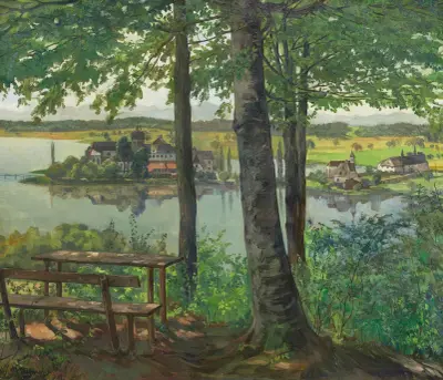 Vy mot Kloster Seeon av Wilhelm Trübner