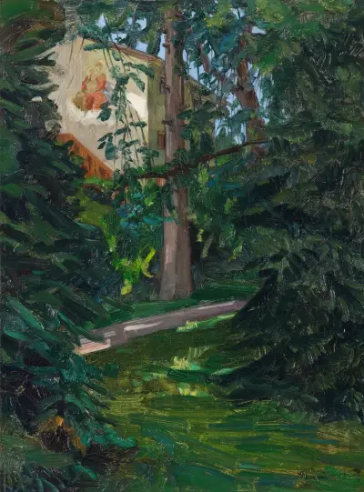 Hus med madonna av Wilhelm Trübner