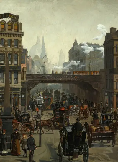 Ludgate Hill, London av Wilhelm Trübner