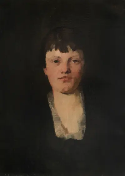 Mädchen mit viereckigem Halsausschnitt av Wilhelm Trübner