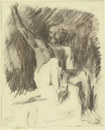 Männlicher Akt (Studie zur Gigantenschlacht) av Wilhelm Trübner