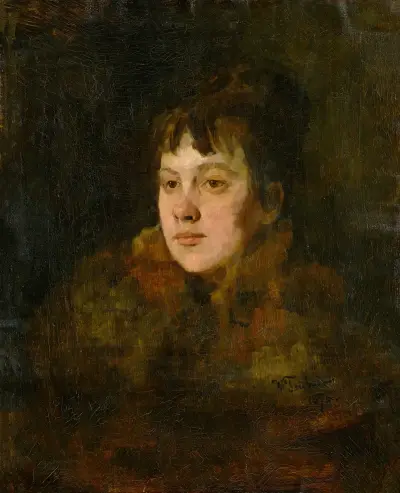 Portrait of a Lady in Fur av Wilhelm Trübner