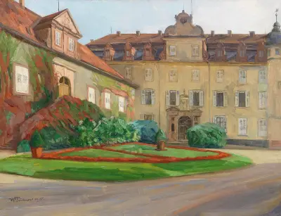 Schlosshof i Baden-Baden i september av Wilhelm Trübner
