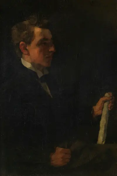Studiosus Michaelis, mit Papierrolle av Wilhelm Trübner