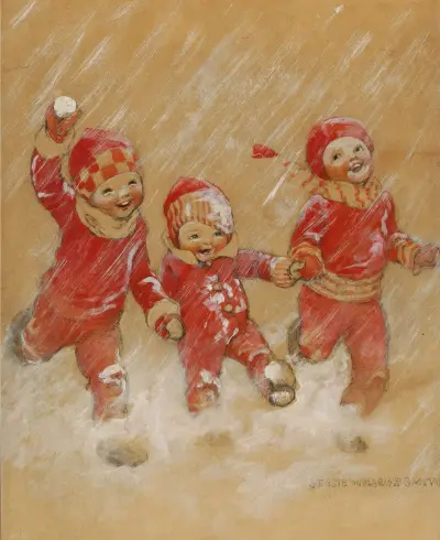Children Playing in the Snow von Jessie Willcox Smith