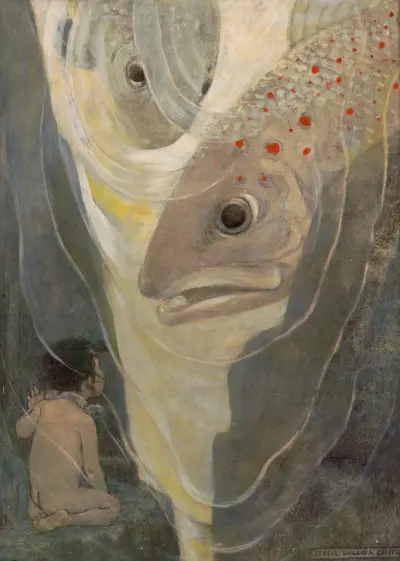 „Ó, neubližuj mi!“ zvolal Tom. „Chci se na tebe jen podívat; jsi tak krásný“, Jessie Willcox Smith