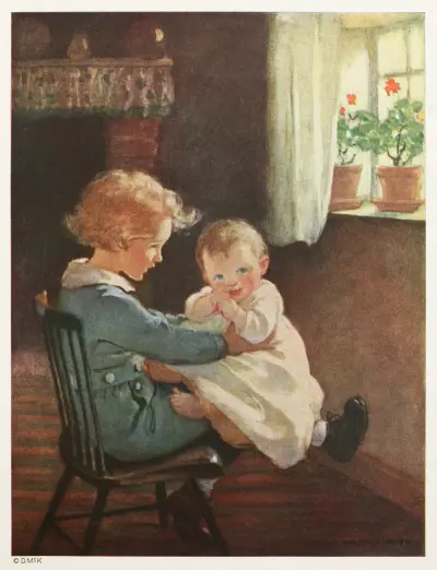 So Diamond sat down again and took the baby in his lap av Jessie Willcox Smith