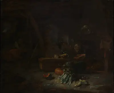 Interior of a Kitchen av Willem Kalf