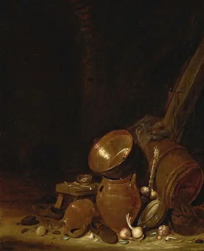 Kitchen Interior, 1638 av Willem Kalf