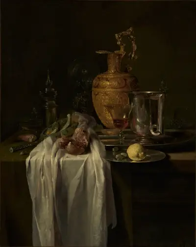 Still Life With Ewer, Vessels And Pomegranate av Willem Kalf