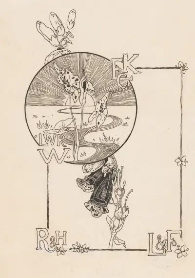 Bandontwerp voor; Knappert, Emilie C., Kijkjes in de plantenwereld, 1893 (in or before 1893) av Willem Wenckebach