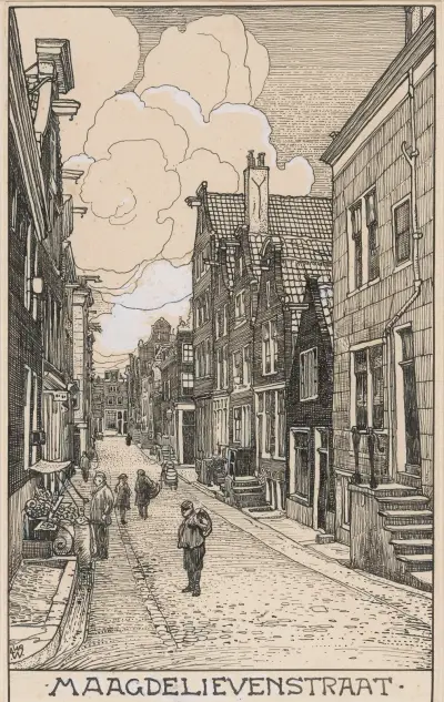 De Maagdelievenstraat i Amsterdam av Willem Wenckebach