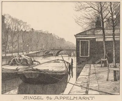 Singeln vid äppeltorget i Amsterdam av Willem Wenckebach