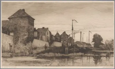 Utsikt över Leerdams hamn av Willem Wenckebach