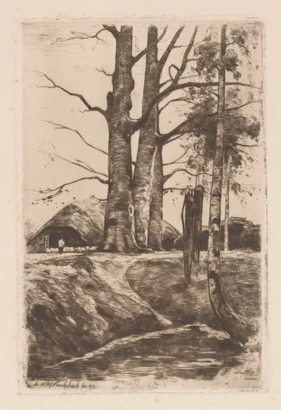 Landskap med bondgård av Willem Wenckebach