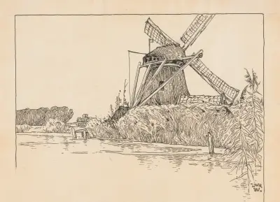 Moln vid en vattenkant av Willem Wenckebach