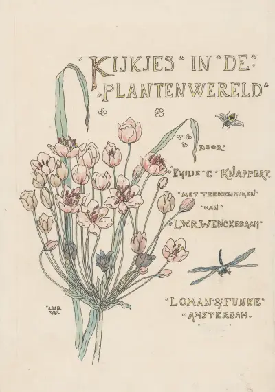 Design för en titelsida för Emilie C. Knapperts Kijkjes in de plantenwereld, 1893 av Willem Wenckebach