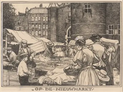 På Nieuwmarkt i Amsterdam av Willem Wenckebach