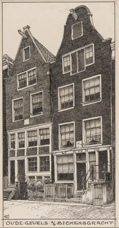Gamla fasader vid Bickersgracht i Amsterdam av Willem Wenckebach