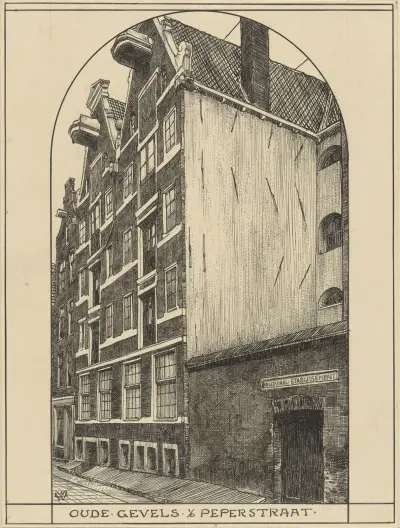 Gamla fasader på Peperstraat i Amsterdam av Willem Wenckebach