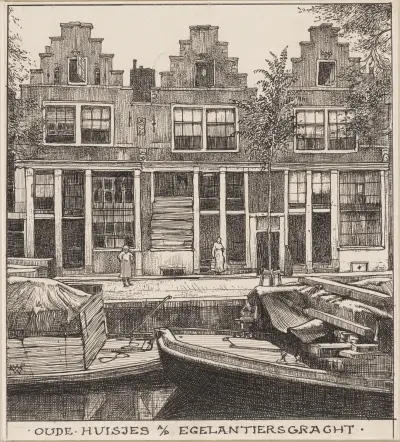 Gamla hus vid Egelantiersgracht i Amsterdam av Willem Wenckebach