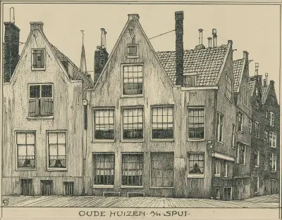 Gamla hus vid Spui i Amsterdam av Willem Wenckebach