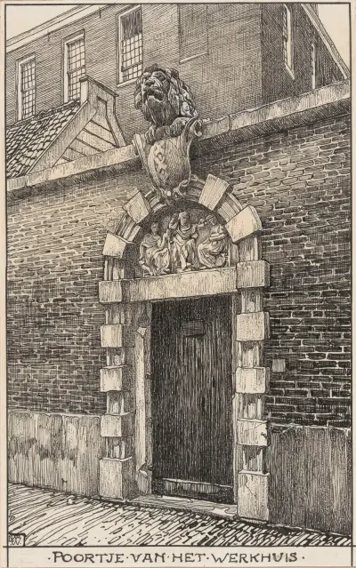 Porten vid Werkuis (Lejonporten), på Nieuwe Kerkstraat i Amsterdam av Willem Wenckebach