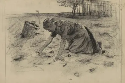 Knäböjande potatisplockare av Willem Witsen