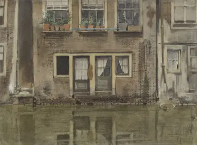 Huizen aan een gracht te Amsterdam av Willem Witsen