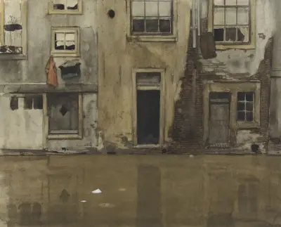 Huizen aan een gracht av Willem Witsen