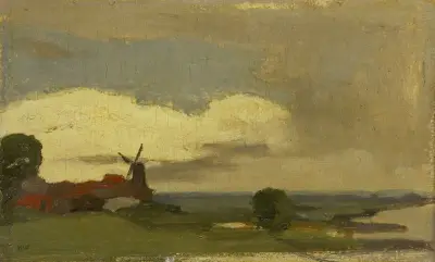 Landskap med kvarnen i Wijk bij Duurstede av Willem Witsen