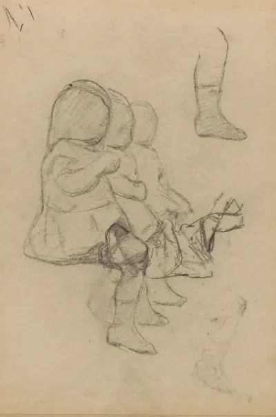 Studieblad med sittande barn av Willem Witsen