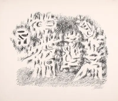 Aufzug der Giganten (Urzeitgestalten) von Willi Baumeister