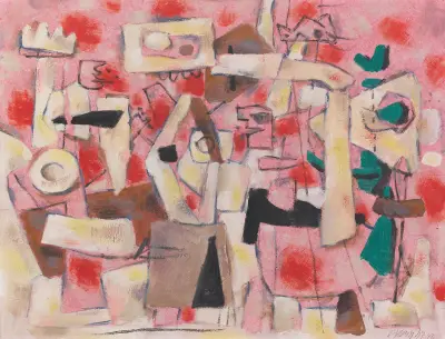 Heitere Bewegung auf Rosa, 1946 – Nr. 2 von Willi Baumeister