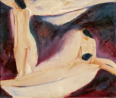 Landschaft mit Schneefleck von Willi Baumeister