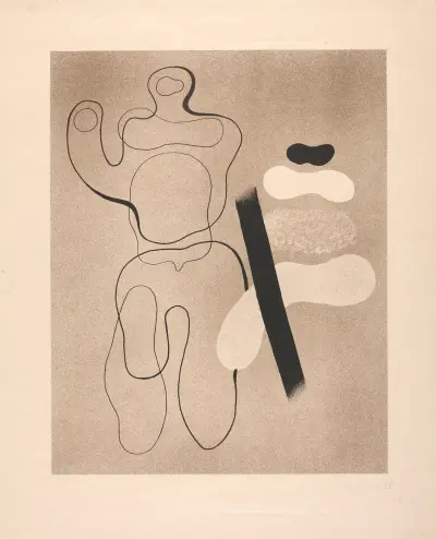 Linienfigur auf Braun von Willi Baumeister