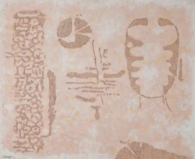 Relief-Bild Rötlich von Willi Baumeister