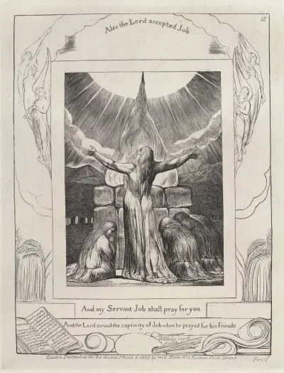 Illustrations of the book of Job Pl.19 av William Blake