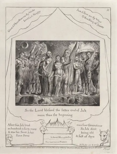 Illustrations of the book of Job Pl.22 av William Blake