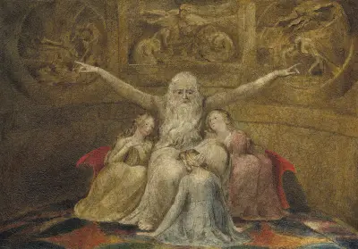 Job and His Daughters av William Blake